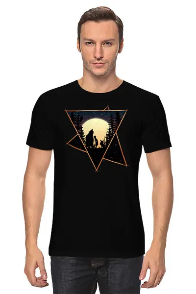 Заказать мужскую футболку в Москве. Футболка классическая Moon Friends от oneredfoxstore@gmail.com - готовые дизайны и нанесение принтов.