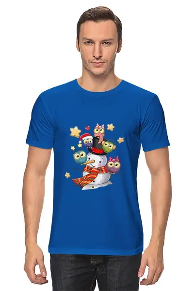 Заказать мужскую футболку в Москве. Футболка классическая Снеговик от Ирина - готовые дизайны и нанесение принтов.