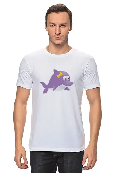 Заказать мужскую футболку в Москве. Футболка классическая Дельфин от Zamula - готовые дизайны и нанесение принтов.