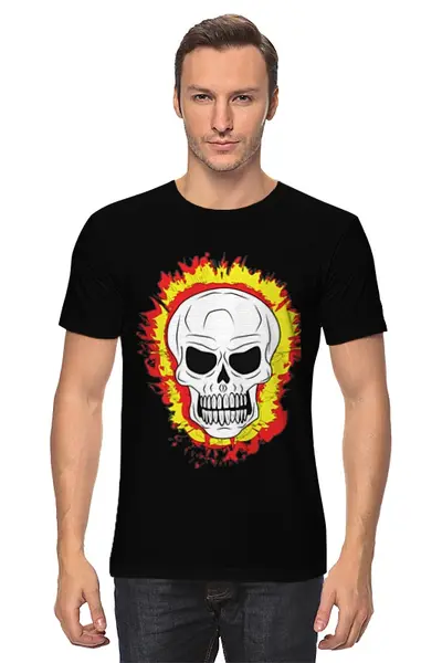Заказать мужскую футболку в Москве. Футболка классическая skull от ntalya - готовые дизайны и нанесение принтов.