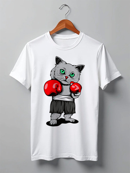 Заказать мужскую футболку в Москве. Футболка классическая BoxingCAT от balden - готовые дизайны и нанесение принтов.