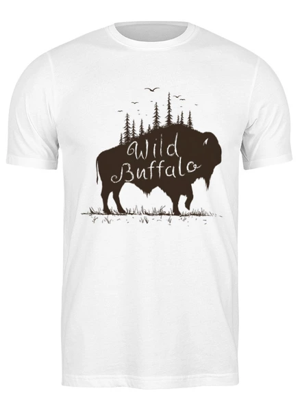 Заказать мужскую футболку в Москве. Футболка классическая Дикий буйвол от skynatural - готовые дизайны и нанесение принтов.