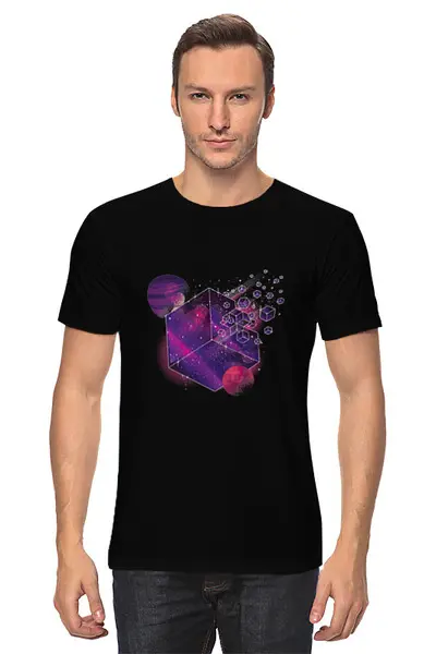 Заказать мужскую футболку в Москве. Футболка классическая Galactic Cube от Павел Павел - готовые дизайны и нанесение принтов.