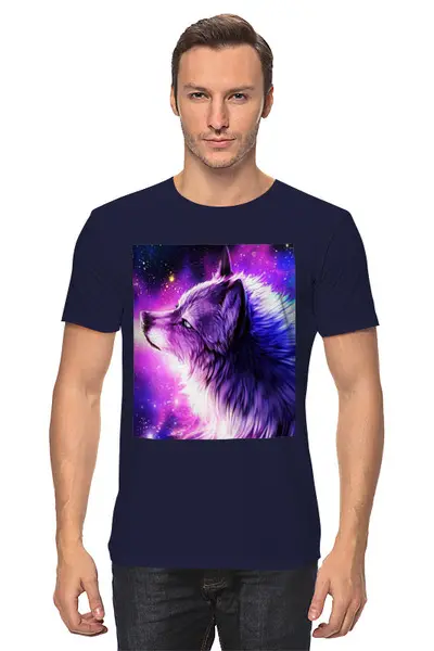 Заказать мужскую футболку в Москве. Футболка классическая Неоновый волк от THE_NISE  - готовые дизайны и нанесение принтов.