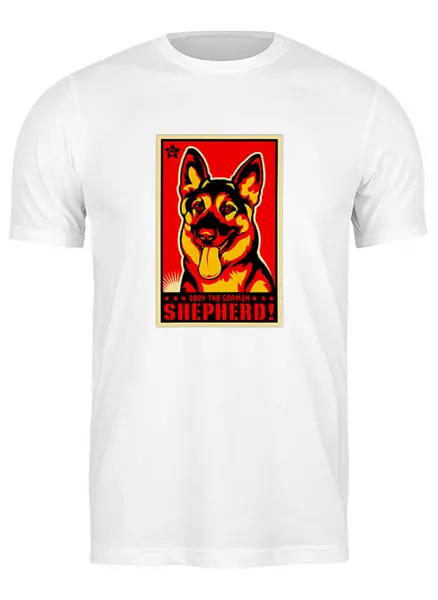 Заказать мужскую футболку в Москве. Футболка классическая Собака: GERMAN SHEPHERD от Виктор Гришин - готовые дизайны и нанесение принтов.