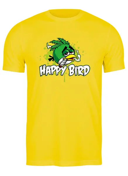 Заказать мужскую футболку в Москве. Футболка классическая Happy Bird от ПРИНТЫ ПЕЧАТЬ  - готовые дизайны и нанесение принтов.