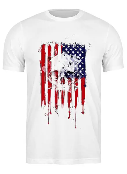 Заказать мужскую футболку в Москве. Футболка классическая Американский череп от ksusalvation - готовые дизайны и нанесение принтов.