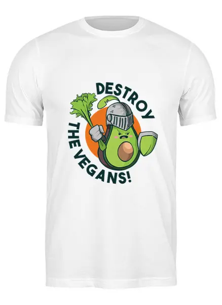 Заказать мужскую футболку в Москве. Футболка классическая Destroy The Vegans от Павел Павел - готовые дизайны и нанесение принтов.