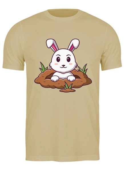 Заказать мужскую футболку в Москве. Футболка классическая Кролик в норке от skynatural - готовые дизайны и нанесение принтов.