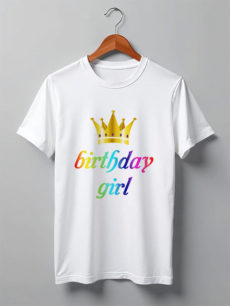 Заказать мужскую футболку в Москве. Футболка классическая Birthday girl от Ксения Золотухина - готовые дизайны и нанесение принтов.
