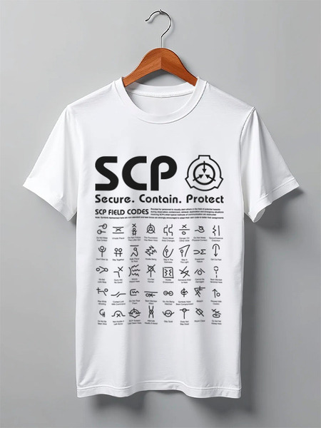Заказать мужскую футболку в Москве. Футболка классическая SCP Foundation от geekbox - готовые дизайны и нанесение принтов.