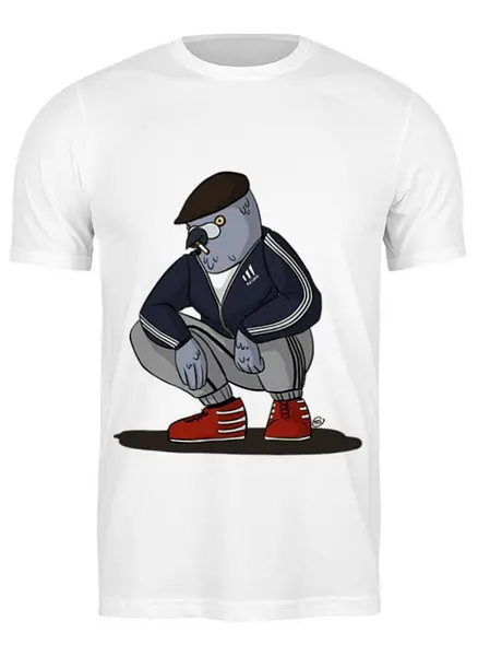 Заказать мужскую футболку в Москве. Футболка классическая "Голубь гопник" от Re  Tyan - готовые дизайны и нанесение принтов.