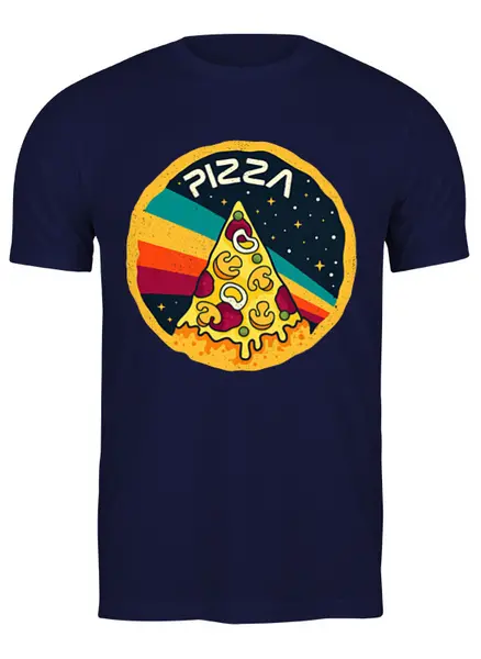 Заказать мужскую футболку в Москве. Футболка классическая Пицца NASA от balden - готовые дизайны и нанесение принтов.
