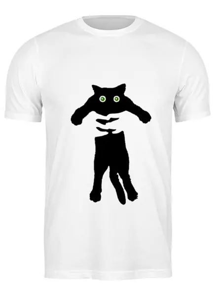 Заказать мужскую футболку в Москве. Футболка классическая Кот в руках от Ксения Золотухина - готовые дизайны и нанесение принтов.