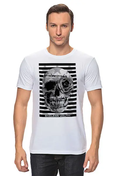 Заказать мужскую футболку в Москве. Футболка классическая Череп арт от T-shirt print  - готовые дизайны и нанесение принтов.