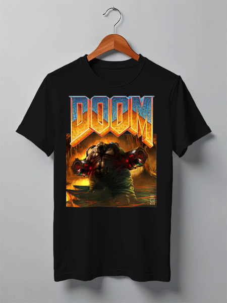 Заказать мужскую футболку в Москве. Футболка классическая Doom game от Leichenwagen - готовые дизайны и нанесение принтов.