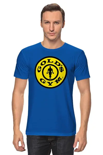 Заказать мужскую футболку в Москве. Футболка классическая Gold's Gym / бодибилдинг от KinoArt - готовые дизайны и нанесение принтов.