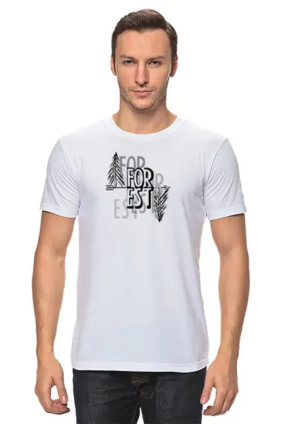 Заказать мужскую футболку в Москве. Футболка классическая Forest от oneredfoxstore@gmail.com - готовые дизайны и нанесение принтов.