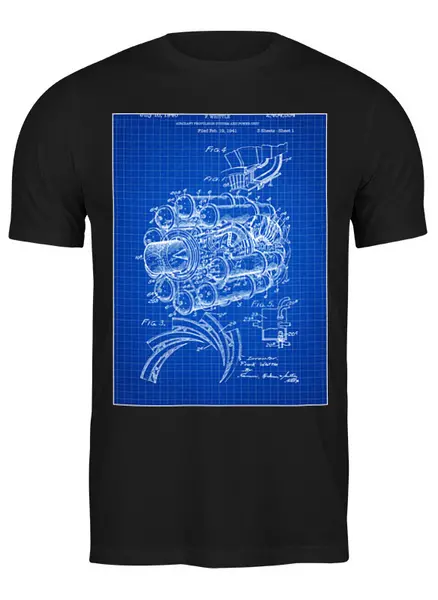 Заказать мужскую футболку в Москве. Футболка классическая Двигатель самолета от CoolDesign - готовые дизайны и нанесение принтов.