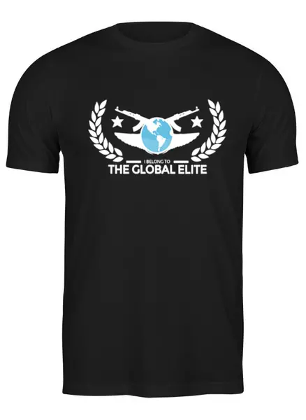 Заказать мужскую футболку в Москве. Футболка классическая [CS:GO Mems] Global Elite от nakalyae7 - готовые дизайны и нанесение принтов.