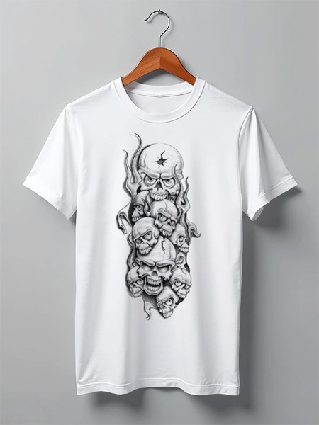 Заказать мужскую футболку в Москве. Футболка классическая Skull Art от Leichenwagen - готовые дизайны и нанесение принтов.
