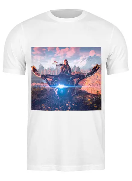 Заказать мужскую футболку в Москве. Футболка классическая Horizon Zero Dawn от GeekFox  - готовые дизайны и нанесение принтов.