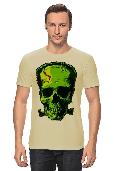 Заказать мужскую футболку в Москве. Футболка классическая FrankenSkull от balden - готовые дизайны и нанесение принтов.