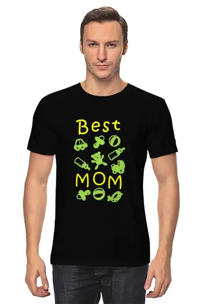 Заказать мужскую футболку в Москве. Футболка классическая Best Mom от litium - готовые дизайны и нанесение принтов.