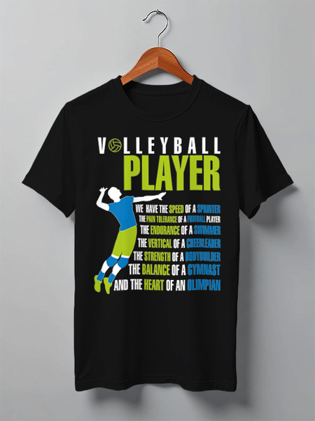 Заказать мужскую футболку в Москве. Футболка классическая Volleyball Player от Yury Kosagovsky - готовые дизайны и нанесение принтов.