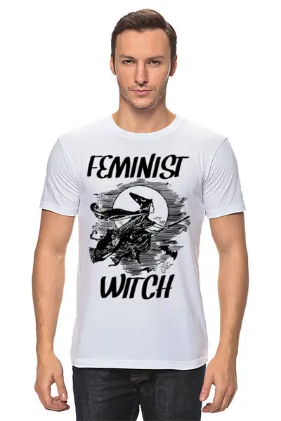 Заказать мужскую футболку в Москве. Футболка классическая Feminist witch от Анастасия К_ - готовые дизайны и нанесение принтов.