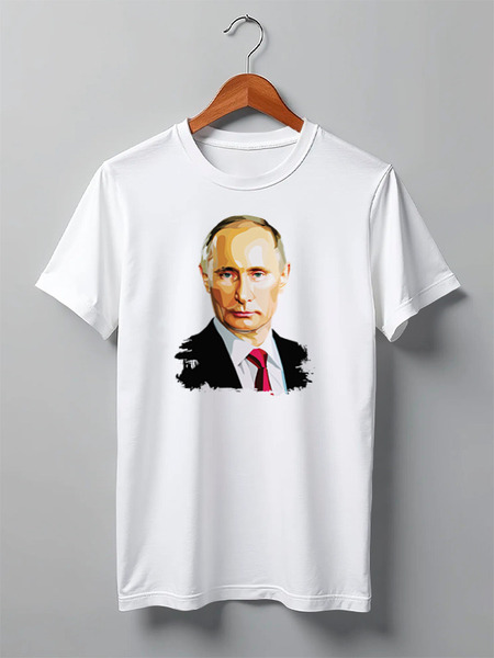 Заказать мужскую футболку в Москве. Футболка классическая Владимир Путин от printik - готовые дизайны и нанесение принтов.