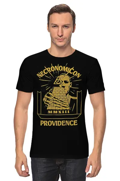 Заказать мужскую футболку в Москве. Футболка классическая Necronomicon от Leichenwagen - готовые дизайны и нанесение принтов.