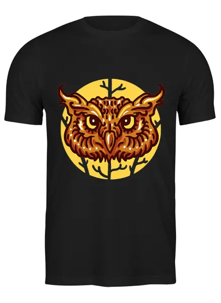 Заказать мужскую футболку в Москве. Футболка классическая Сова (Owl) от trugift - готовые дизайны и нанесение принтов.