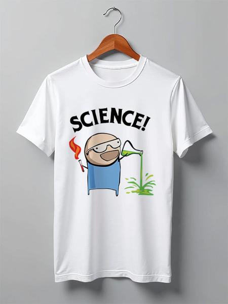 Заказать мужскую футболку в Москве. Футболка классическая Science! Ботан от cherdantcev - готовые дизайны и нанесение принтов.