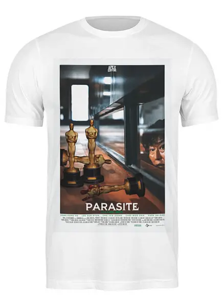 Заказать мужскую футболку в Москве. Футболка классическая Паразиты / Parasite от kino.printio.ru - готовые дизайны и нанесение принтов.