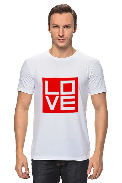Заказать мужскую футболку в Москве. Футболка классическая Love (Любовь) от gopotol - готовые дизайны и нанесение принтов.
