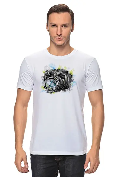 Заказать мужскую футболку в Москве. Футболка классическая Фотоаппарат от coolmag - готовые дизайны и нанесение принтов.