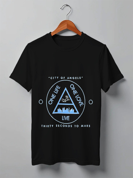 Заказать мужскую футболку в Москве. Футболка классическая city of angels - 30 seconds to mars от lizglam - готовые дизайны и нанесение принтов.