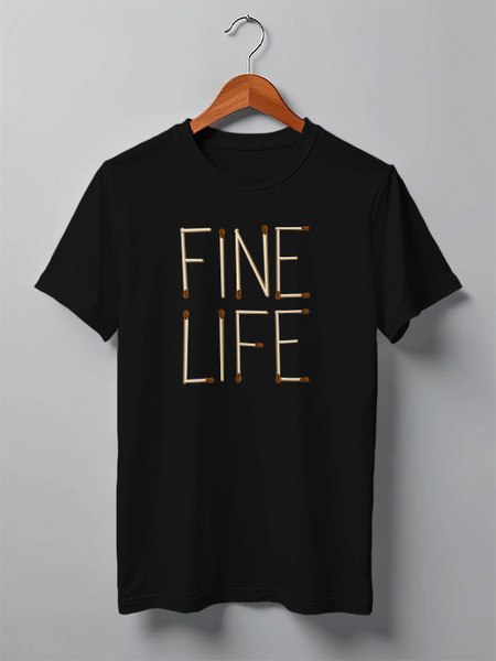 Заказать мужскую футболку в Москве. Футболка классическая Fine life от cherdantcev - готовые дизайны и нанесение принтов.