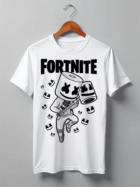 Заказать мужскую футболку в Москве. Футболка классическая Fortnite, Marshmello от geekbox - готовые дизайны и нанесение принтов.