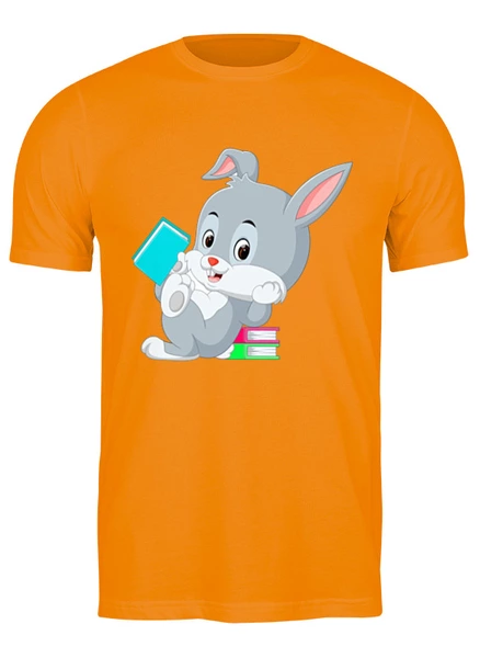Заказать мужскую футболку в Москве. Футболка классическая Кролик с книгами от skynatural - готовые дизайны и нанесение принтов.