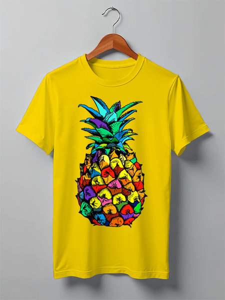 Заказать мужскую футболку в Москве. Футболка классическая ANANAS COLOR от balden - готовые дизайны и нанесение принтов.