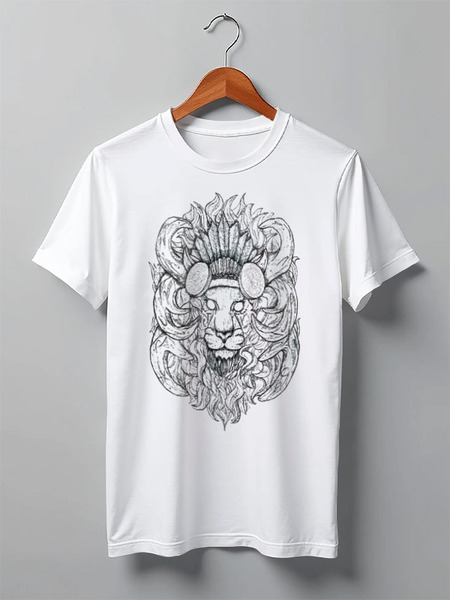 Заказать мужскую футболку в Москве. Футболка классическая Lion! от nch_natka_krasilova - готовые дизайны и нанесение принтов.