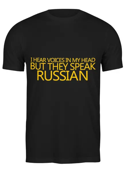 Заказать мужскую футболку в Москве. Футболка классическая Voices in my head от dim - готовые дизайны и нанесение принтов.