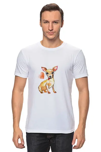 Заказать мужскую футболку в Москве. Футболка классическая Pam-pam-pam-pa-pa... Chihuahua! от Evgenia Bandagnomych - готовые дизайны и нанесение принтов.