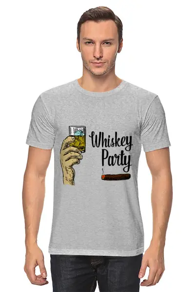 Заказать мужскую футболку в Москве. Футболка классическая Whiskey Party от denis01001 - готовые дизайны и нанесение принтов.