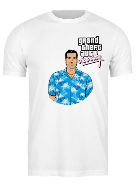 Заказать мужскую футболку в Москве. Футболка классическая Vice City от BURNSHIRTS - готовые дизайны и нанесение принтов.