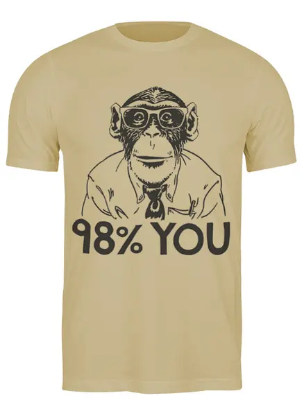Заказать мужскую футболку в Москве. Футболка классическая Шимпанзе - ты на 98% от geekbox - готовые дизайны и нанесение принтов.