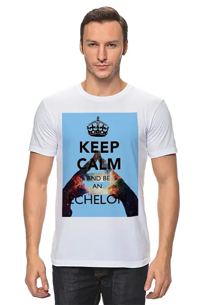 Заказать мужскую футболку в Москве. Футболка классическая Keep calm and be an Echelon от prettydisaster - готовые дизайны и нанесение принтов.