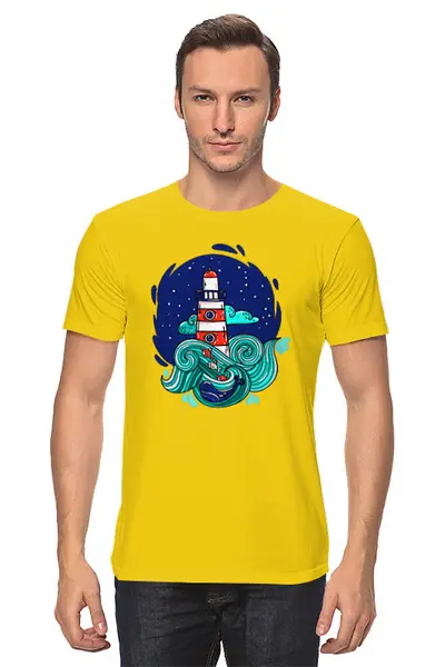 Заказать мужскую футболку в Москве. Футболка классическая Маяк   от T-shirt print  - готовые дизайны и нанесение принтов.